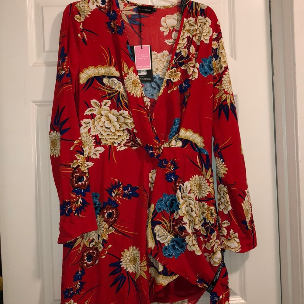 A lovely red floral dress